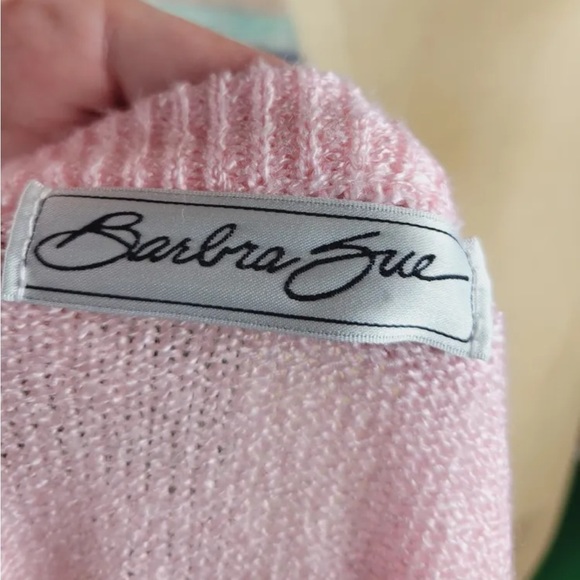 BARBRA SUE vintage baby pink cardigan, floral/pearl embroidery, Made in Thailand - Picture 6 of 7